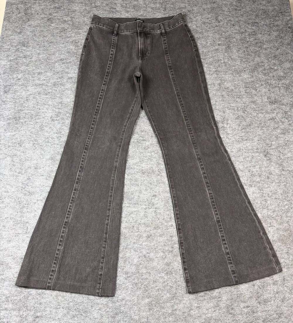 Express 70s Flare Size 6R Mid Rise Black Denim Pants